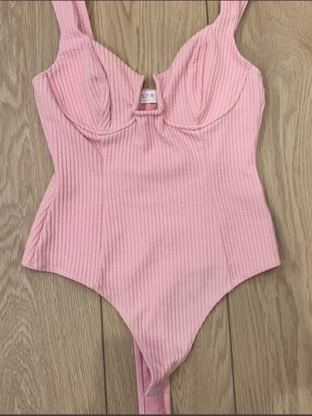 Astr the Label Pink Ribbed Bodysuit